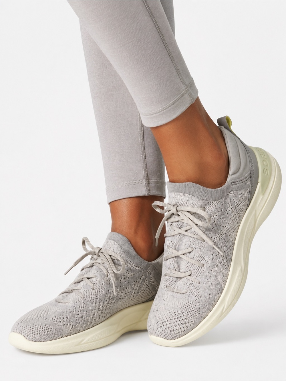 Sorel Women Light Gray Knit Lace-Up Athletic Sneakers Size 10.5
